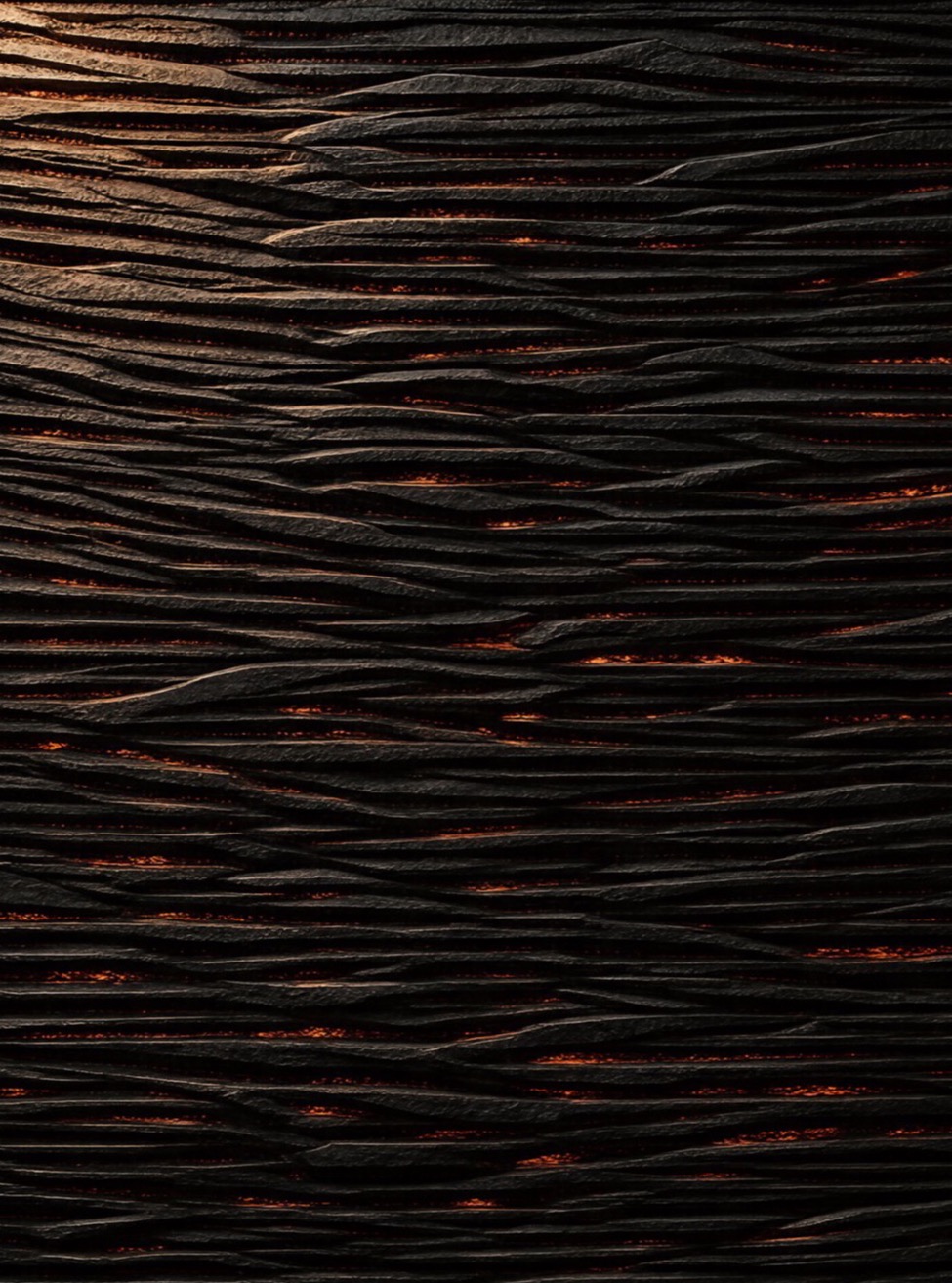 Ember Line — charcoal 3D sculptural wall art panel